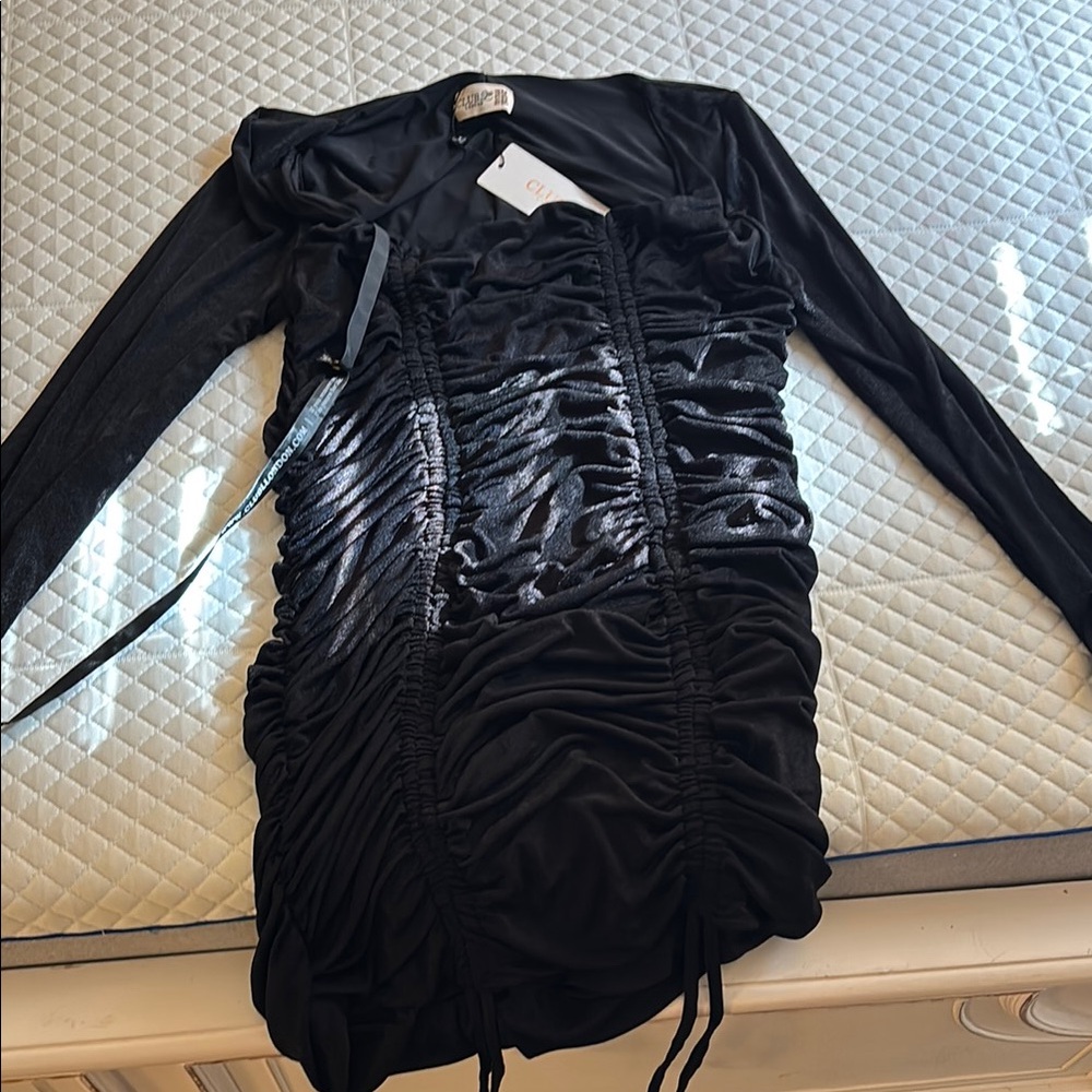 Club L London Black Ruched Mini Dress